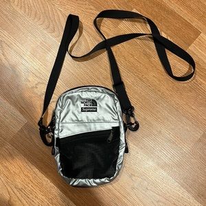 Supreme x The North Face metallic silver shoulder bag crossbody bag